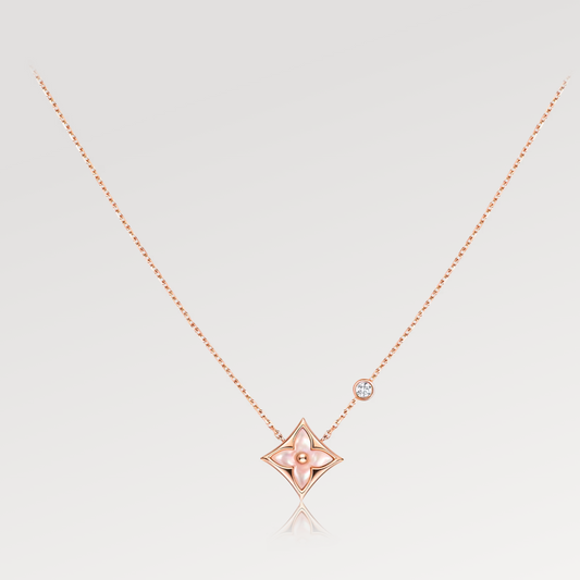 [Royal]STAR PINK MOP 1 DIAMOND PINK GOLD NECKLACE