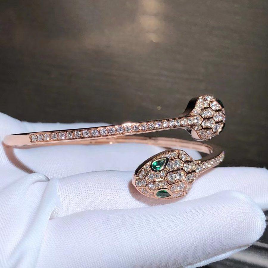 [Royal]SERPENTI BRACELET PINK GOLD MALACHITE DIAMOND DOUBLE SNAKE