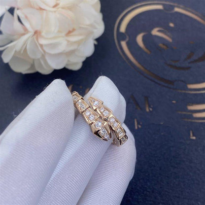 [Royal]SERPENTI RING PINK GOLD DIAMOND PAVED 4MM