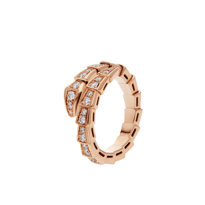 [Royal]SERPENTI RING PINK GOLD DIAMOND PAVED 4MM