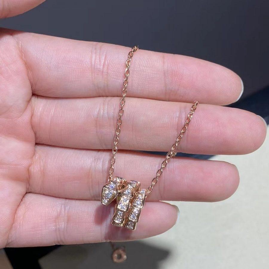 [Royal]SERPENTI PINK GOLD NECKLACE DOUBLE RING DIAMOND