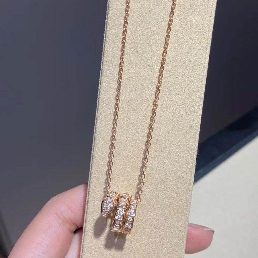 [Royal]SERPENTI PINK GOLD NECKLACE DOUBLE RING DIAMOND