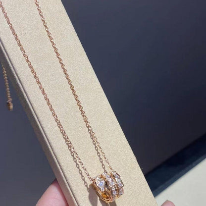 [Royal]SERPENTI PINK GOLD NECKLACE DOUBLE RING DIAMOND