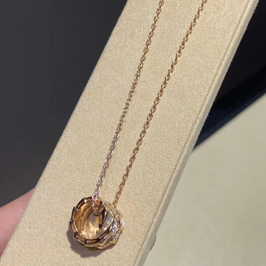 [Royal]SERPENTI PINK GOLD NECKLACE DOUBLE RING DIAMOND