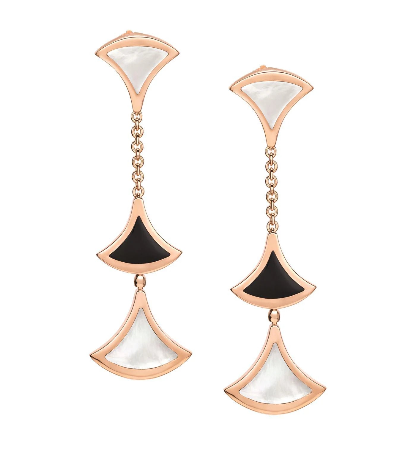 [Royal]DREAM EARRINGS 3 MOTIFS ONYX MOP PINK GOLD