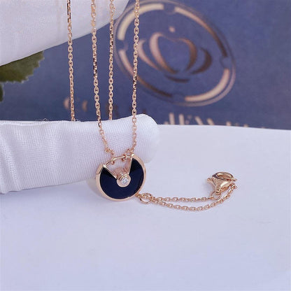 [Royal]AMULETTE ROSE GOLD ONYX NECKLACE