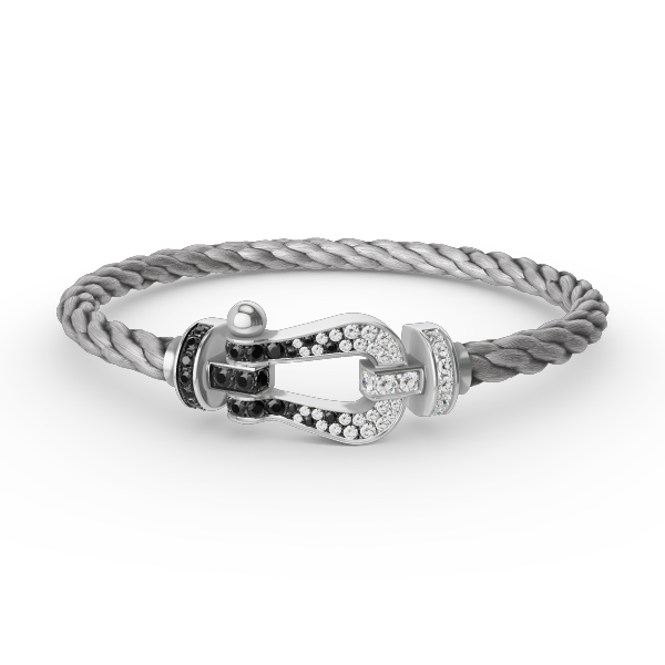 [Royal]FORCE LARGE HORSESHOE BLACK WHITE DIAMOND BRACELET SILVER