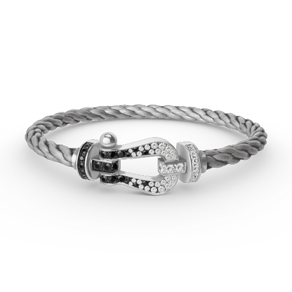 [Royal]FORCE LARGE HORSESHOE BLACK WHITE DIAMOND BRACELET SILVER