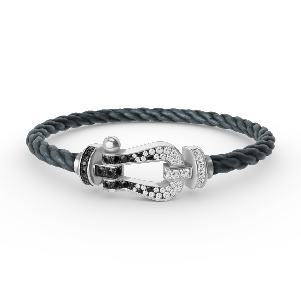 [Royal]FORCE LARGE HORSESHOE BLACK WHITE DIAMOND BRACELET SILVER