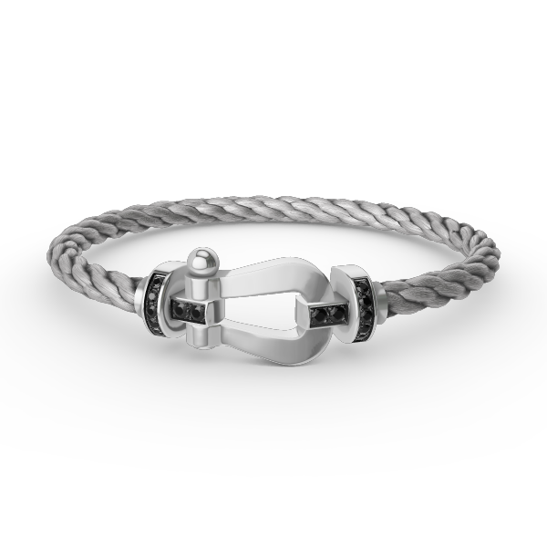 [Royal]FORCE LARGE HORSESHOE BLACK DIAMOND BRACELET SILVER