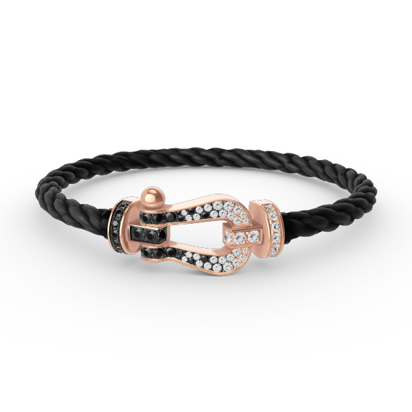 [Royal]FORCE LARGE HORSESHOE BLACK WHITE DIAMOND BRACELET ROSE GOLD