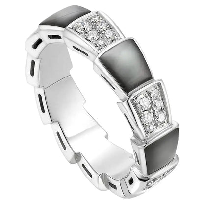 [Royal]SERPENTI RING SILVER DIAMOND BLACK MOP 4MM