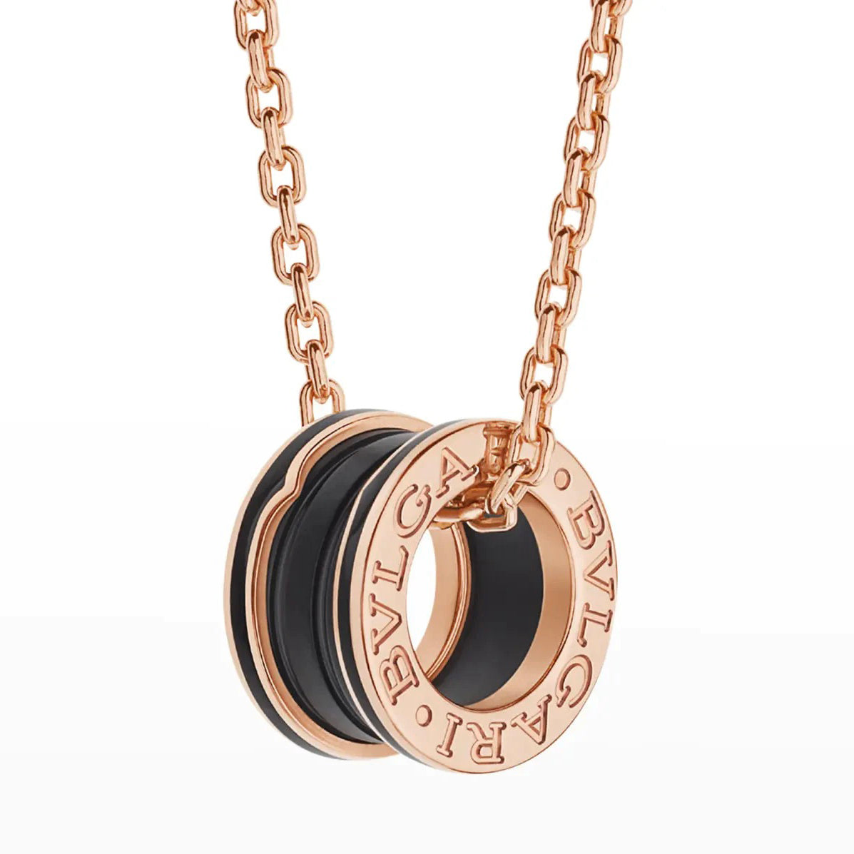 [Royal]ZERO 1 BLACK CERAMIC PINK GOLD NECKLACE