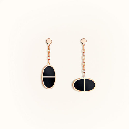 [Royal]CHAINE VERSO BLACK CERAMIC EARRINGS