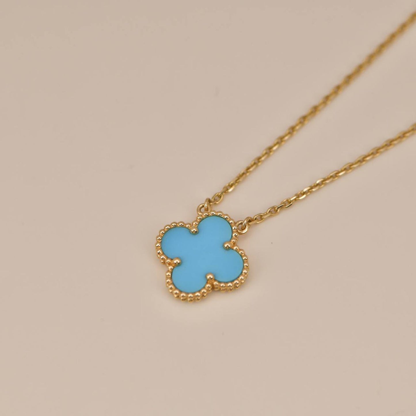 [Royal]CLOVER 15MM VINTAGE TURQUOISE NECKLACE