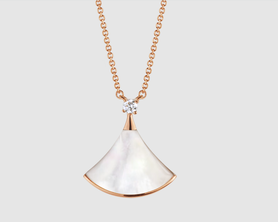 [Royal]DREAM NECKLACE WHITE MOP PINK GOLD 1 DIAMOND