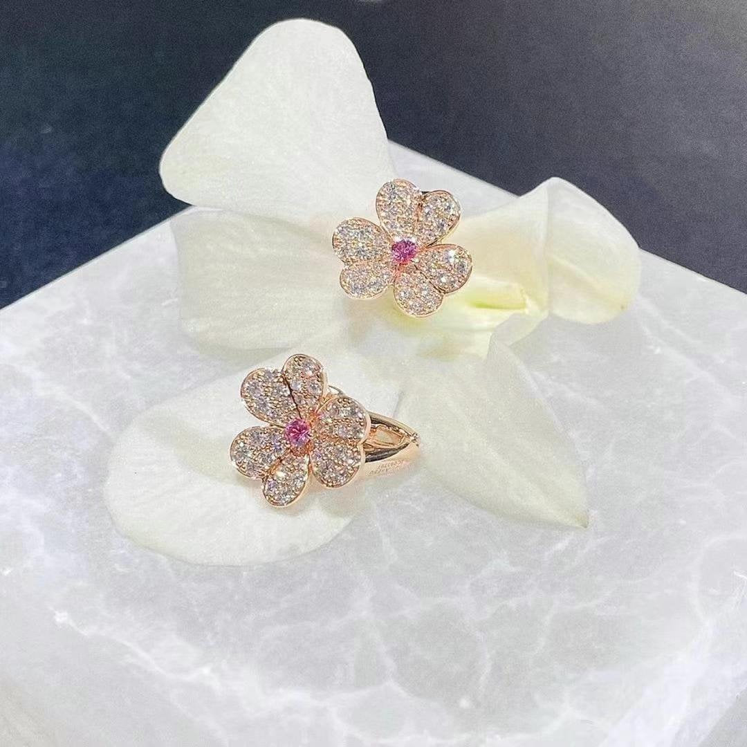 [Royal]FRIVOLE PINK GOLD FLOWER DIAMOND EARRINGS