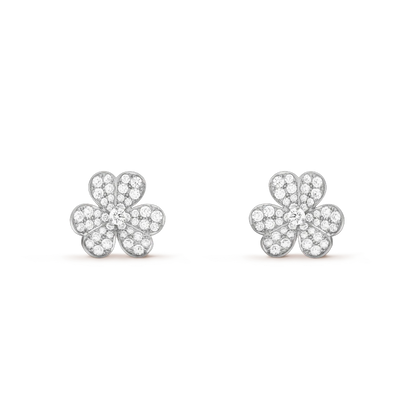 [Royal]FRIVOLE SILVER FLOWER DIAMOND EARRINGS