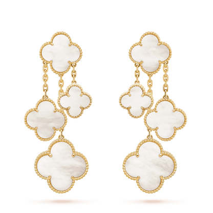 [Royal]CLOVER EARRINGS WHITE MOP 4 MOTIFS GOLD