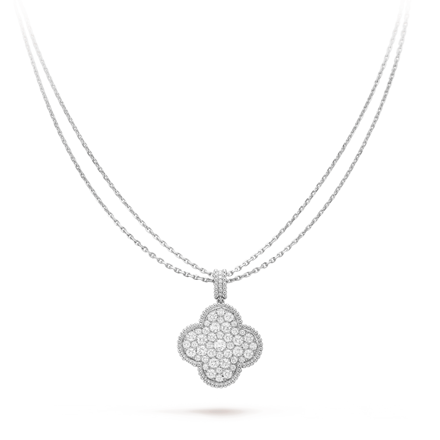 [Royal]CLOVER 25MM SILVER FULL DIAMOND BIG CLOVER NECKLACE