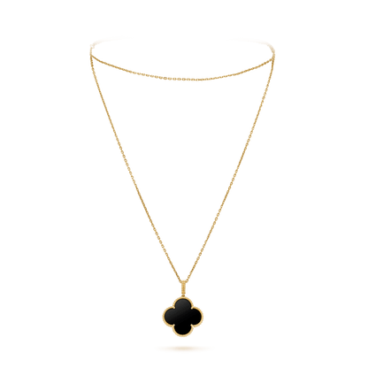 [Royal]CLOVER 25MM GOLD ONYX BIG CLOVER NECKLACE