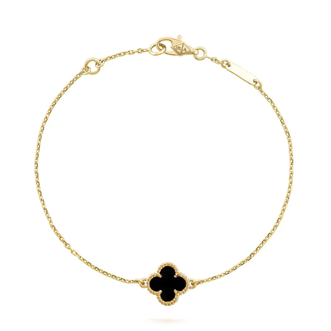 [Royal]CLOVER ONYX SINGLE FLOWER BRACELET