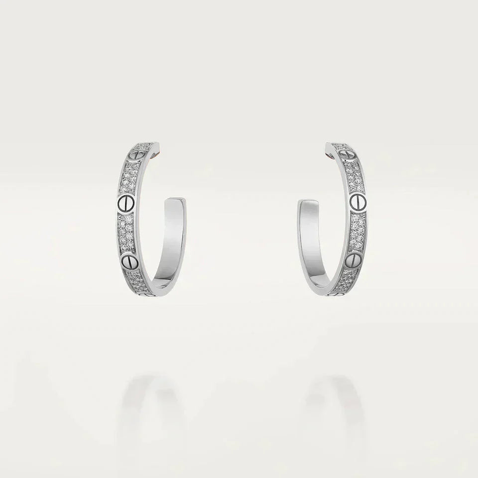 [Royal]LOVE DIAMOND SILVER HOOP EARRINGS