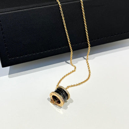 [Royal]ZERO 1 BLACK CERAMIC DIAMOND PINK GOLD NECKLACE